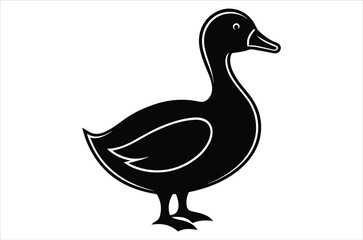 Obraz premium Duck silhouette, vector art, illustration, animals, cartoon on white background.