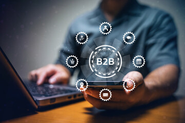 B2B business strategy and innovations office workspace digital marketing concepts professional