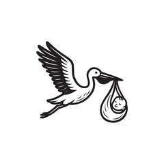 flying pelican carrying human baby