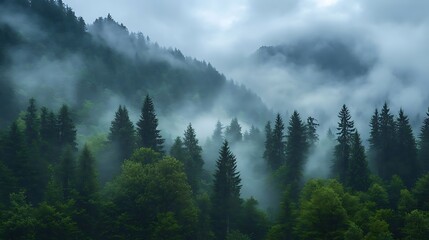 Misty Mountain Forest Landscape. (12)
