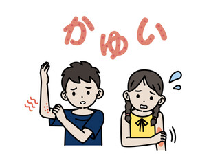 アトピーや蕁麻疹が出る子供のイラスト