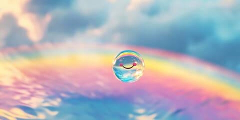 Cute Hedgehog in Rainbow Sky Magical Fantasy Background