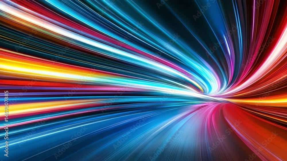 Poster abstract speed: vibrant, colorful abstract lines swirling and converging in a vortex of motion, repr