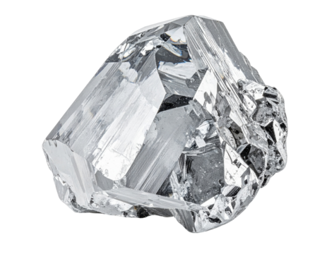 Large, uncut diamond crystal with sharp facets and a reflective surface.