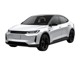 Fototapeta premium A sleek white modern car with black accents and sporty design features.
