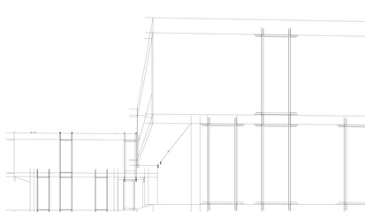 Architectural drawing vector 3d illustration
