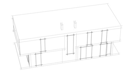 Architectural drawing vector 3d illustration