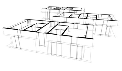 Architectural drawing vector 3d illustration