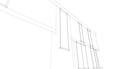 Architectural drawing vector 3d illustration