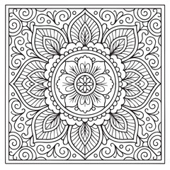 Intricate Mandala Design: A mesmerizing mandala illustration with a detailed intricate design composed of symmetrical patterns, perfect for adult coloring books, meditation.