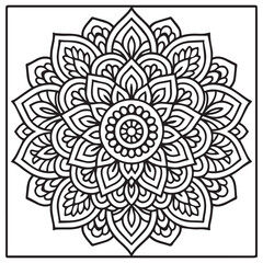 Intricate Mandala Design: A mesmerizing mandala illustration with a detailed intricate design composed of symmetrical patterns, perfect for adult coloring books, meditation.