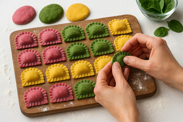 Handmade Gluten-Free Ravioli with Natural Colorants

