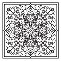 Intricate Mandala Design: A mesmerizing mandala illustration with a detailed intricate design composed of symmetrical patterns, perfect for adult coloring books, meditation.