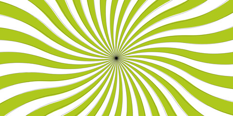 Abstract vibrant optical illusion pattern and radial olive with white stripes. Summer sunny and radial. Vintage beam sunburst texture. Radial sunrise or sunset light retro Spiral radial.