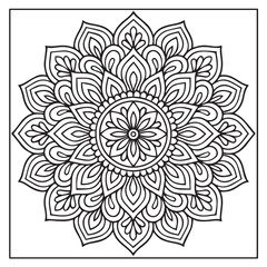 Intricate Mandala Design: A mesmerizing mandala illustration with a detailed intricate design composed of symmetrical patterns, perfect for adult coloring books, meditation.