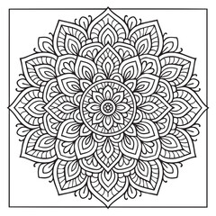 Intricate Mandala Design: A mesmerizing mandala illustration with a detailed intricate design composed of symmetrical patterns, perfect for adult coloring books, meditation.