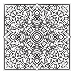 Intricate Mandala Design: A mesmerizing mandala illustration with a detailed intricate design composed of symmetrical patterns, perfect for adult coloring books, meditation.