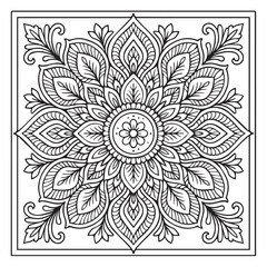 Intricate Mandala Design: A mesmerizing mandala illustration with a detailed intricate design composed of symmetrical patterns, perfect for adult coloring books, meditation.
