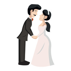 Bride and groom together. Vector
