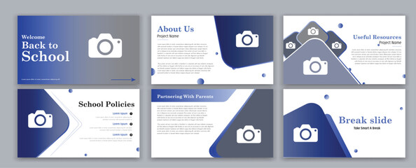 Education Design School PowerPoint presentation slide template. Use for modern keynote presentation background, brochure design, website slider, landing page, annual report,