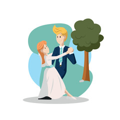 Bride and groom together. Vector