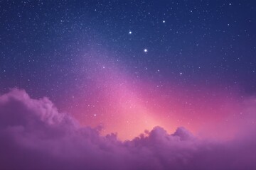 Fototapeta premium Starry Night Sky with Pink Clouds