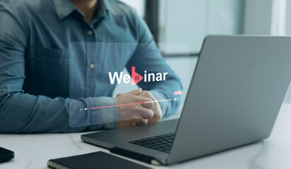 E-learning education and online webinar.Internet e-learning webinar and online lesson. Webinar...
