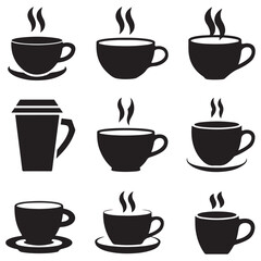Obraz premium set of black vector various Coffee Mug Silhouette Design Vector Illustration
