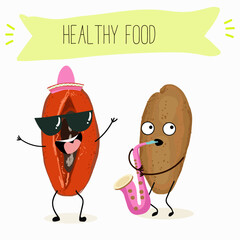 Mamey, mammea, mammee fruit. Natural vitamin antioxidant detox food collection. Vector hand drawn illistration.