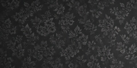 Obraz premium Small scale charcoal floral wallpaper, intricate leaf details , image, organic