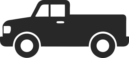 black and white vector silhouette of pickup trick from the side
