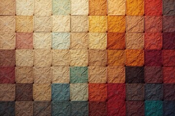 Fototapeta premium Geometric tapestry, muted earth tones, subtle texture, abstract, design