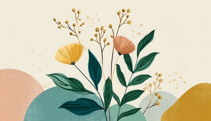 Abstract Floral Design with Pastel Colors
