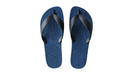 Pair of Textured Blue Flip-Flops, Summer Footwear Essential, Casual and Comfortable Style, Close-Up Isolated View, Simple Foot Protection. on a transparent background, PNG image, PNG file.