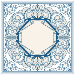 Decorative ornate retro floral blank card template