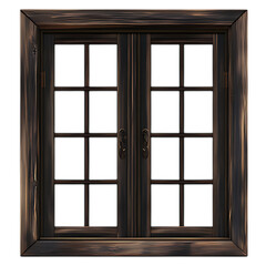 Fototapeta premium Old wooden double window with multiple panes.