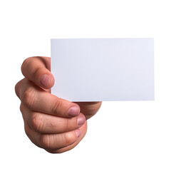 Obraz premium Sophisticated Close-Up Business Card in Hand – Elegant 3D Render of Hand Holding Business Card Isolated on Transparent Background