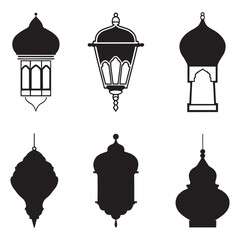 Flat Islamic Mosque Icon Pack, Editable Vector