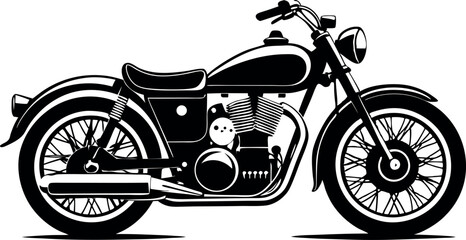 High-Quality Classic Vintage Motorcycle Silhouette Vector Illustration for Retro-Inspired Automotive Design, Branding, and Creative Projects