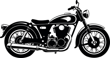 Naklejka premium High-Quality Classic Vintage Motorcycle Silhouette Vector Illustration for Retro-Inspired Automotive Design, Branding, and Creative Projects