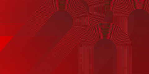 Red abstract background with glowing geometric lines. Modern shiny red gradient diagonal rounded lines pattern. Futuristic technology concept. Suit for poster, cover, banner, presentation, website