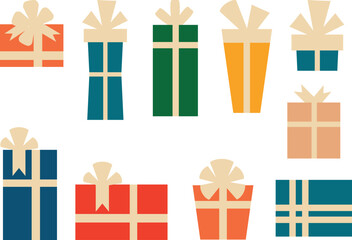 Retro Christmas gifts from the 1950s and 1960s. Vector illustration