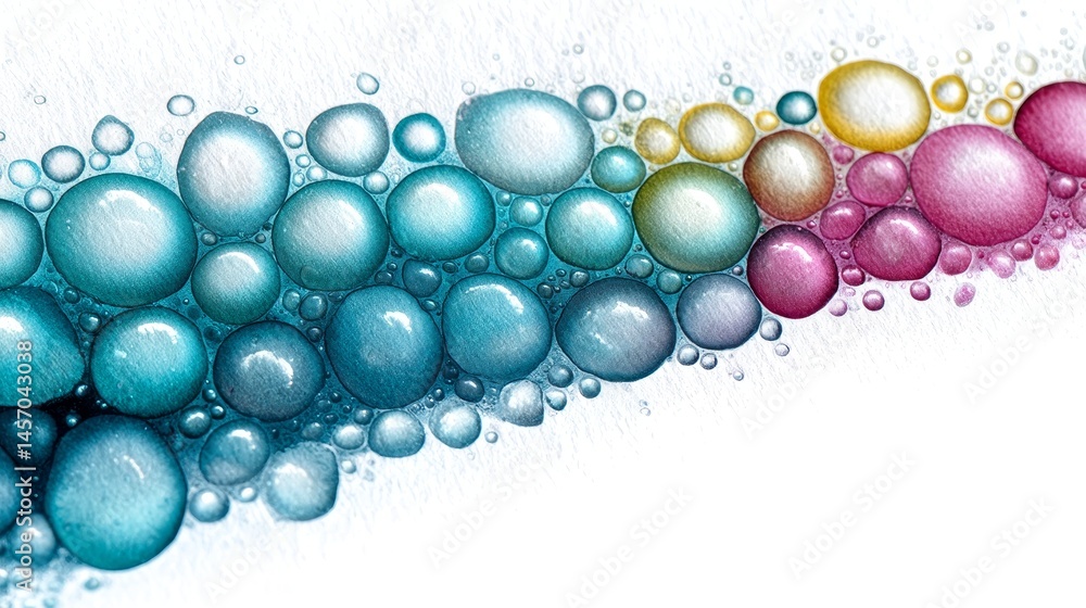 Poster abstract colorful bubbles wave - vibrant abstract of colorful bubbles arranged in a wave-like patter