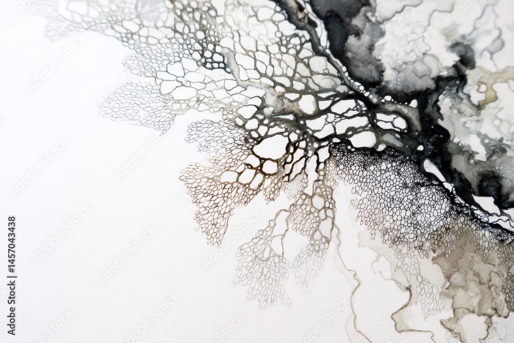 Poster abstract lacework in grayscale - intricate grayscale abstract art resembling delicate lace or coral,