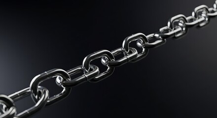 Polished Metal Chain Against Dark Background