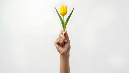 hand with tulip flower 