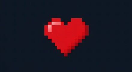 Red Pixel Art Heart Illustration for Gaming and Design Projects