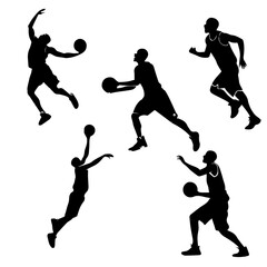 silhouettes of basketball players