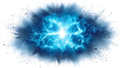 Celestial Energy Burst - A vibrant blue energy explosion against a white background. Perfect for science fiction, fantasy, or power-related projects