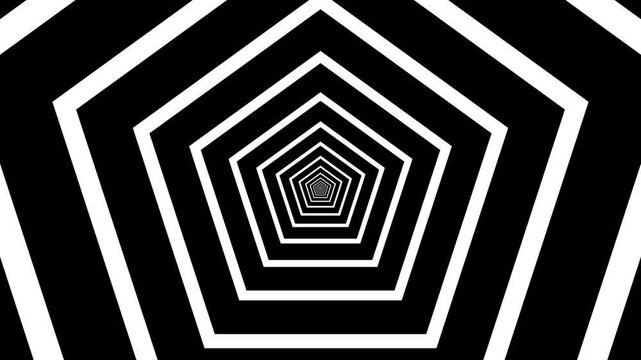 Infinite Loop Trippy Tunnel Loop, time travel geometric passage corridor powered by vector lines, pentagonal tunnel